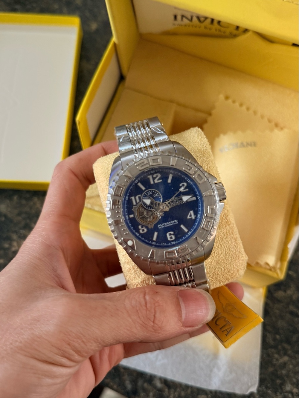 Invicta Automatic NH39A Men's Silver Stainless Steel Watch with Blue Dial